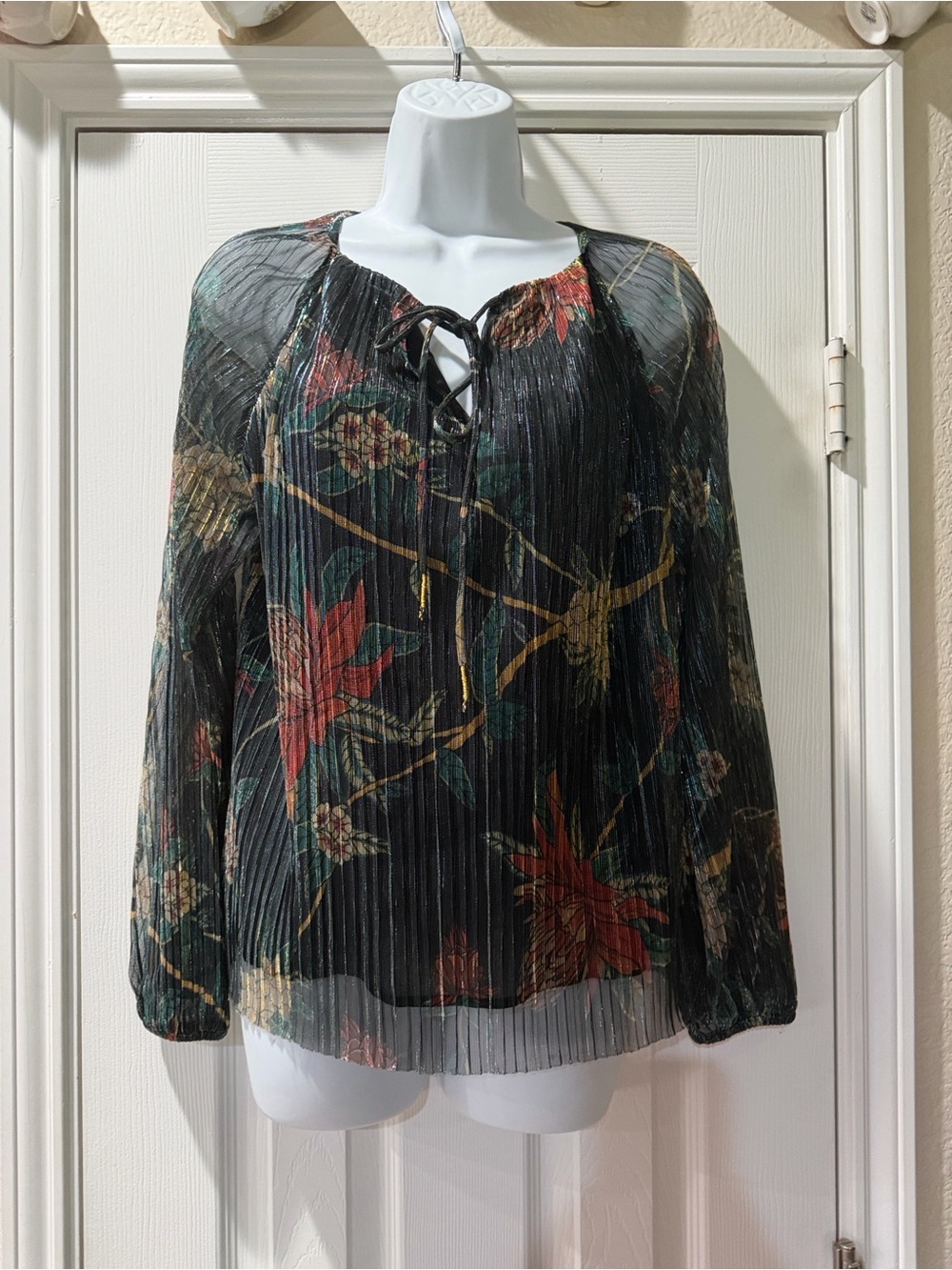 Johnny Was Evelina Metallic Blouse XS